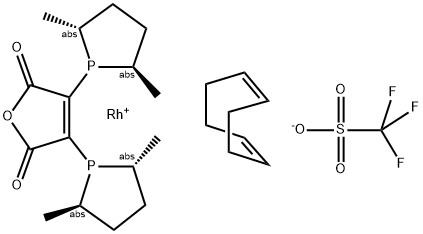 (-)-2,3-BIS[(2R,5R)-2,5-DIMETHYLPHOSPHOLANYL]MALEIC ANHYDRIDE(1,5-CYCLOOCTADIENE)RHODIUM (I) TRIFLUOROMETHANESULFONATE Struktur