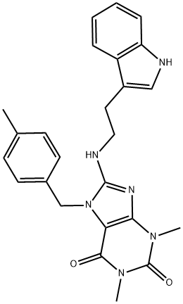 7-(4-METHYLBENZYL)-8-{[2-(1H-INDOL-3-YL)ETHYL]AMINO}-1,3-DIMETHYL-3,7-DIHYDRO-1H-PURINE-2,6-DIONE Struktur