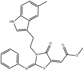 METHYL 2-[3-[2-(5-METHYL-1H-INDOL-3-YL)ETHYL]-4-OXO-2-(PHENYLIMINO)-1,3-THIAZOLIDIN-5-YLIDENE]ACETATE Struktur