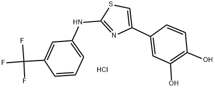 4-(4-((3-(TRIFLUOROMETHYL)PHENYL)AMINO)-3,5-THIAZOLYL)BENZENE-1,2-DIOL, HYDROCHLORIDE Struktur