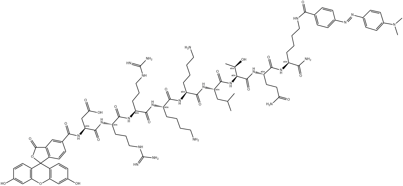 5-FAM-DRRKKLTQ(K-DABCYL)-AMIDE Struktur