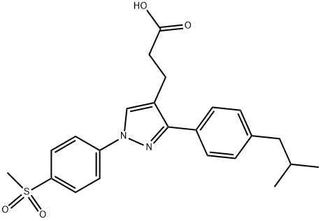 3-(3-(4-ISOBUTYLPHENYL)-1-(4-(METHYLSULFONYL)PHENYL)-1H-PYRAZOL-4-YL)PROPANOIC ACID Struktur