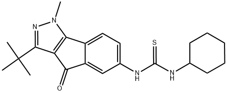 3-(TERT-BUTYL)-6-(((CYCLOHEXYLAMINO)THIOXOMETHYL)AMINO)-1-METHYLINDENO[2,3-D]PYRAZOL-4-ONE Struktur