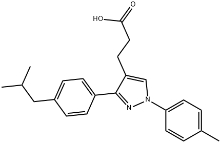 3-(3-(4-ISOBUTYLPHENYL)-1-P-TOLYL-1H-PYRAZOL-4-YL)PROPANOIC ACID Struktur