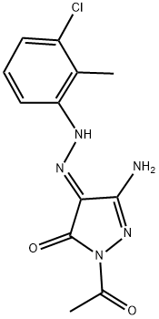 (4E)-1-ACETYL-3-AMINO-1H-PYRAZOLE-4,5-DIONE 4-[(3-CHLORO-2-METHYLPHENYL)HYDRAZONE] Struktur