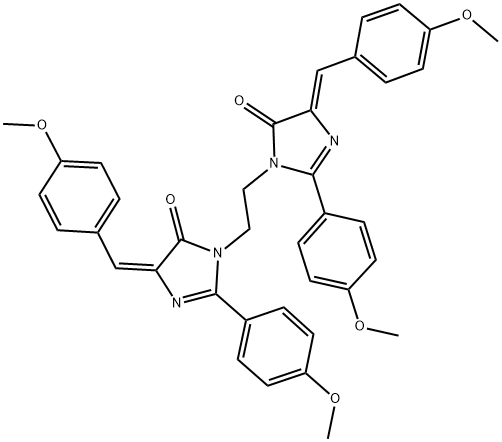 (E)-4-(4-METHOXYBENZYLIDENE)-1-(2-((Z)-4-(4-METHOXYBENZYLIDENE)-2-(4-METHOXYPHENYL)-5-OXO-4,5-DIHYDROIMIDAZOL-1-YL)ETHYL)-2-(4-METHOXYPHENYL)-1H-IMIDAZOL-5(4H)-ONE Struktur