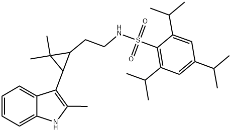 N-(2-(2,2-DIMETHYL-3-(2-METHYL-1H-INDOL-3-YL)CYCLOPROPYL)ETHYL)-2,4,6-TRIISOPROPYLBENZENESULFONAMIDE Struktur