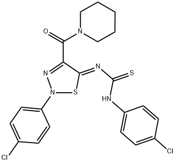 N-(4-CHLOROPHENYL)-N'-[(5Z)-2-(4-CHLOROPHENYL)-4-(PIPERIDIN-1-YLCARBONYL)-1,2,3-THIADIAZOL-5(2H)-YLIDENE]THIOUREA Struktur