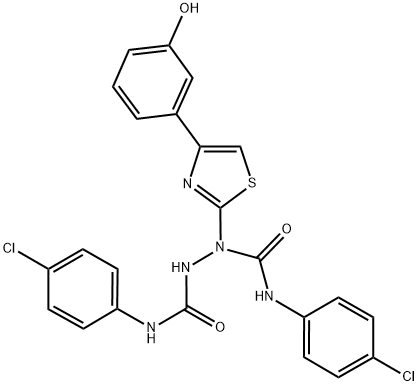 N1,N2-BIS(4-CHLOROPHENYL)-1-(4-(3-HYDROXYPHENYL)THIAZOL-2-YL)HYDRAZINE-1,2-DICARBOXAMIDE Struktur