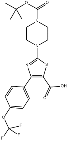 2-(N-BOC)PIPERAZINE-4-(4-TRIFLUOROMETHYL)-THIAZOLE-5-CARBOXYLIC ACID Struktur