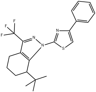 7-TERT-BUTYL-1-(4-PHENYL-1,3-THIAZOL-2-YL)-3-(TRIFLUOROMETHYL)-4,5,6,7-TETRAHYDRO-1H-INDAZOLE Struktur