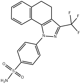 4,5-DIHYDRO-4-[3-(TRIFLUOROMETHYL)BENZO-[G]-INDAZOL-1-YL]BENZENESULFONAMIDE Struktur