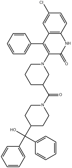 6-CHLORO-3-(3-(4-(HYDROXYDIPHENYLMETHYL)PIPERIDINE-1-CARBONYL)PIPERIDIN-1-YL)-4-PHENYLQUINOLIN-2(1H)-ONE Struktur