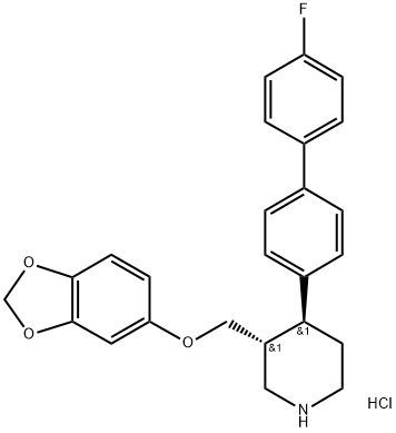 TRANS-3-(BENZO[1,3]DIOXOL-5-YLOXYMETHYL)-4-(4'-FLUORO-BIPHENYL-4-YL)-PIPERIDINE HYDROCHLORIDE Struktur