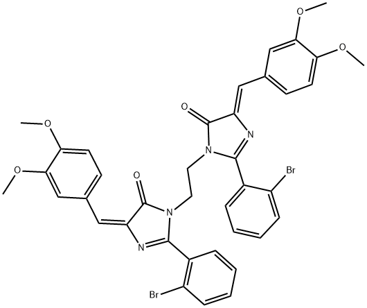 (E)-2-(2-BROMOPHENYL)-1-(2-((Z)-2-(2-BROMOPHENYL)-4-(3,4-DIMETHOXYBENZYLIDENE)-5-OXO-4,5-DIHYDROIMIDAZOL-1-YL)ETHYL)-4-(3,4-DIMETHOXYBENZYLIDENE)-1H-IMIDAZOL-5(4H)-ONE Struktur