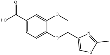 3-METHOXY-4-[(2-METHYL-1,3-THIAZOL-4-YL)METHOXY]BENZOIC ACID Struktur