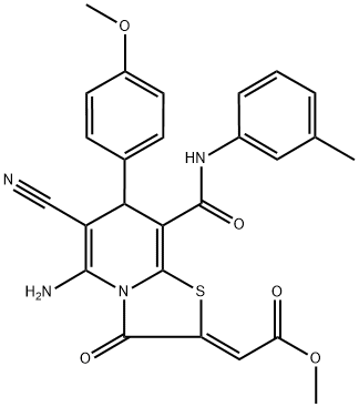 (Z)-METHYL 2-(5-AMINO-6-CYANO-7-(4-METHOXYPHENYL)-3-OXO-8-(M-TOLYLCARBAMOYL)-3H-THIAZOLO[3,2-A]PYRIDIN-2(7H)-YLIDENE)ACETATE COMPOUND WITH METHANE (1:1) Struktur