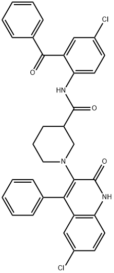 N-(2-BENZOYL-4-CHLOROPHENYL)-1-(6-CHLORO-2-OXO-4-PHENYL-1,2-DIHYDROQUINOLIN-3-YL)PIPERIDINE-3-CARBOXAMIDE Struktur