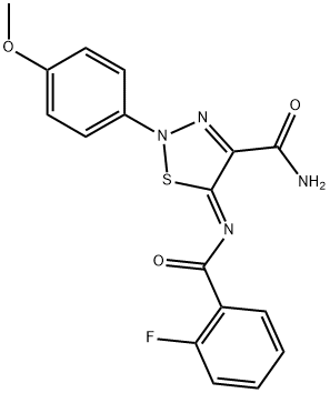 (5Z)-5-[(2-FLUOROBENZOYL)IMINO]-2-(4-METHOXYPHENYL)-2,5-DIHYDRO-1,2,3-THIADIAZOLE-4-CARBOXAMIDE Struktur