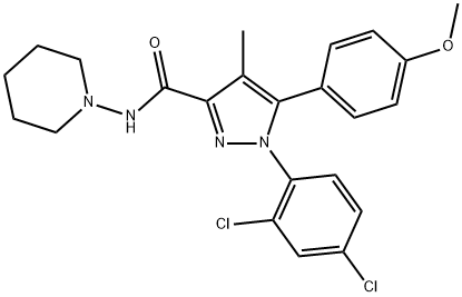 1-(2,4-DICHLOROPHENYL)-5-(4-METHOXYPHENYL)-4-METHYL-N-(1-PIPERIDINYL)-1H-PYRAZOLE-3-CARBOXAMIDE Struktur