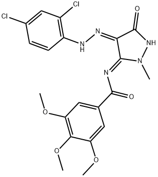 (Z)-N-((E)-4-(2-(2,4-DICHLOROPHENYL)HYDRAZONO)-2-METHYL-5-OXOPYRAZOLIDIN-3-YLIDENE)-3,4,5-TRIMETHOXYBENZAMIDE Struktur