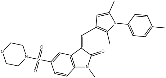 (Z)-3-((2,5-DIMETHYL-1-P-TOLYL-1H-PYRROL-3-YL)METHYLENE)-1-METHYL-5-(MORPHOLINOSULFONYL)INDOLIN-2-ONE Struktur