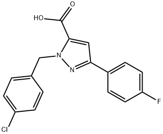 1-(4-CHLOROBENZYL)-3-(4-FLUOROPHENYL)-1H-PYRAZOLE-5-CARBOXYLIC ACID Struktur