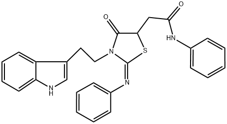 (E)-2-(3-(2-(1H-INDOL-3-YL)ETHYL)-4-OXO-2-(PHENYLIMINO)THIAZOLIDIN-5-YL)-N-PHENYLACETAMIDE Struktur