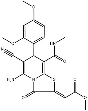 (Z)-METHYL 2-(5-AMINO-6-CYANO-7-(2,4-DIMETHOXYPHENYL)-8-(METHYLCARBAMOYL)-3-OXO-3H-THIAZOLO[3,2-A]PYRIDIN-2(7H)-YLIDENE)ACETATE COMPOUND WITH METHANE (1:1) Struktur