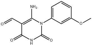 6-AMINO-1-(3-METHOXYPHENYL)-2,4-DIOXO-1,2,3,4-TETRAHYDROPYRIMIDINE-5-CARBALDEHYDE Struktur