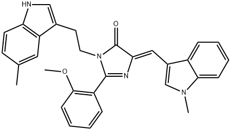 (Z)-2-(2-METHOXYPHENYL)-1-(2-(5-METHYL-1H-INDOL-3-YL)ETHYL)-4-((1-METHYL-1H-INDOL-3-YL)METHYLENE)-1H-IMIDAZOL-5(4H)-ONE Struktur