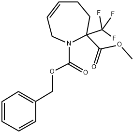 1-BENZYL 2-METHYL 2-(TRIFLUOROMETHYL)-2,3,4,7-TETRAHYDRO-1H-AZEPINE-1,2-DICARBOXYLATE Struktur