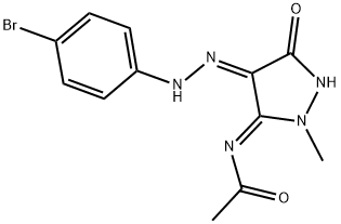 N-{(3Z,4E)-4-[(4-BROMOPHENYL)HYDRAZONO]-2-METHYL-5-OXOPYRAZOLIDIN-3-YLIDENE}ACETAMIDE Struktur