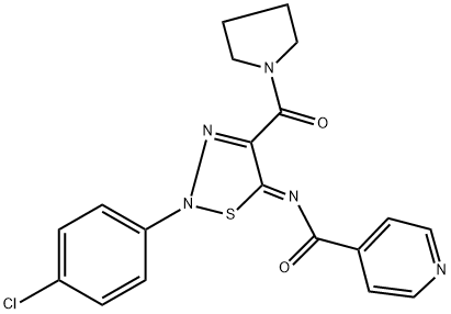 N-[(5Z)-2-(4-CHLOROPHENYL)-4-(PYRROLIDIN-1-YLCARBONYL)-1,2,3-THIADIAZOL-5(2H)-YLIDENE]ISONICOTINAMIDE Struktur