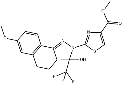 METHYL 2-[3-HYDROXY-7-METHOXY-3-(TRIFLUOROMETHYL)-3,3A,4,5-TETRAHYDRO-2H-BENZO[G]INDAZOL-2-YL]-1,3-THIAZOLE-4-CARBOXYLATE Struktur