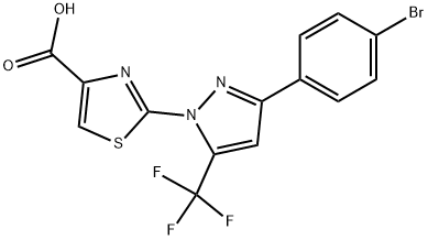 2-[3-(4-BROMOPHENYL)-5-(TRIFLUOROMETHYL)-1H-PYRAZOL-1-YL]-1,3-THIAZOLE-4-CARBOXYLIC ACID Struktur