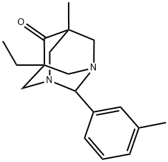 5-ETHYL-7-METHYL-2-(3-METHYLPHENYL)-1,3-DIAZATRICYCLO[3.3.1.1~3,7~]DECAN-6-ONE Struktur