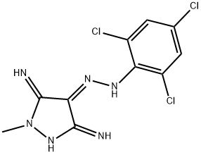 (4E)-3,5-DIIMINO-1-METHYLPYRAZOLIDIN-4-ONE (2,4,6-TRICHLOROPHENYL)HYDRAZONE Struktur