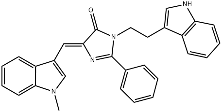 (Z)-1-(2-(1H-INDOL-3-YL)ETHYL)-4-((1-METHYL-1H-INDOL-3-YL)METHYLENE)-2-PHENYL-1H-IMIDAZOL-5(4H)-ONE Struktur