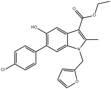 ETHYL 6-(4-CHLOROPHENYL)-1-(2-FURYLMETHYL)-5-HYDROXY-2-METHYL-1H-INDOLE-3-CARBOXYLATE Struktur