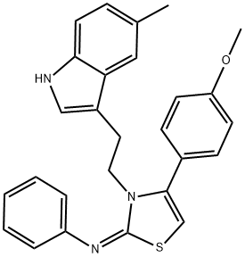 N-[(2E)-3-[2-(5-METHYL-1H-INDOL-3-YL)ETHYL]-4-(4-METHOXYPHENYL)-1,3-THIAZOL-2(3H)-YLIDENE]-N-PHENYLAMINE Struktur