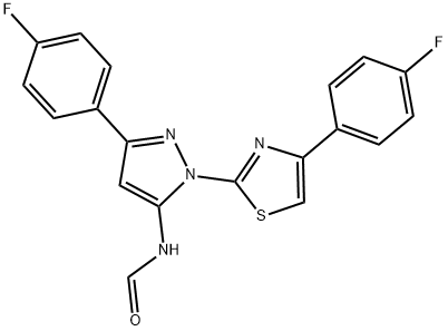 3-(4-FLUOROPHENYL)-1-[4-(4-FLUOROPHENYL)-1,3-THIAZOL-2-YL]-1H-PYRAZOL-5-YLFORMAMIDE Struktur