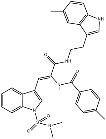 (Z)-N-(1-(1-(N,N-DIMETHYLSULFAMOYL)-1H-INDOL-3-YL)-3-(2-(5-METHYL-1H-INDOL-3-YL)ETHYLAMINO)-3-OXOPROP-1-EN-2-YL)-4-METHYLBENZAMIDE Struktur