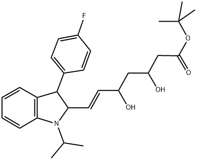 TERT-BUTYL 7-[3-(4-FLUOROPHENYL)-1-ISOPROPYL-2,3-DIHYDROINDOL-2-YL]-3,5-DIHYDROXYHEPT-6-ENOATE Struktur