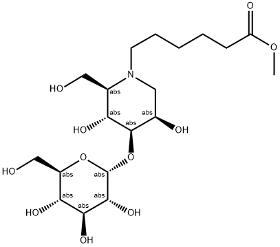 ALPHA-D-GLUCOPYRANOSYL(1-3)-N-(5-METHOXYCARBONYLPENTYL)-1-DEOXY-MANNOJIRIMYCIN Struktur