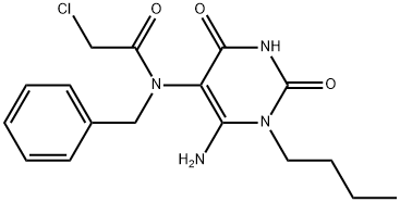 N-(6-AMINO-1-BUTYL-2,4-DIOXO-1,2,3,4-TETRAHYDROPYRIMIDIN-5-YL)-N-BENZYL-2-CHLOROACETAMIDE Struktur