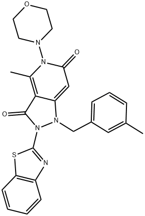 2-(1,3-BENZOTHIAZOL-2-YL)-4-METHYL-1-(3-METHYLBENZYL)-5-(4-MORPHOLINYL)-1H-PYRAZOLO[4,3-C]PYRIDINE-3,6(2H,5H)-DIONE Struktur