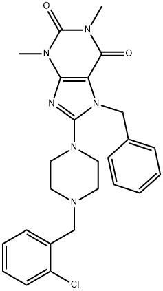 1,3-DIMETHYL-7-BENZYL-8-[4-(2-CHLOROBENZYL)PIPERAZIN-1-YL]-3,7-DIHYDRO-1H-PURINE-2,6-DIONE Struktur