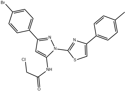 N-{3-(4-BROMOPHENYL)-1-[4-(4-METHYLPHENYL)-1,3-THIAZOL-2-YL]-1H-PYRAZOL-5-YL}-2-CHLOROACETAMIDE Struktur