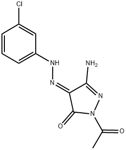 (4E)-1-ACETYL-3-AMINO-1H-PYRAZOLE-4,5-DIONE 4-[(3-CHLOROPHENYL)HYDRAZONE] Struktur